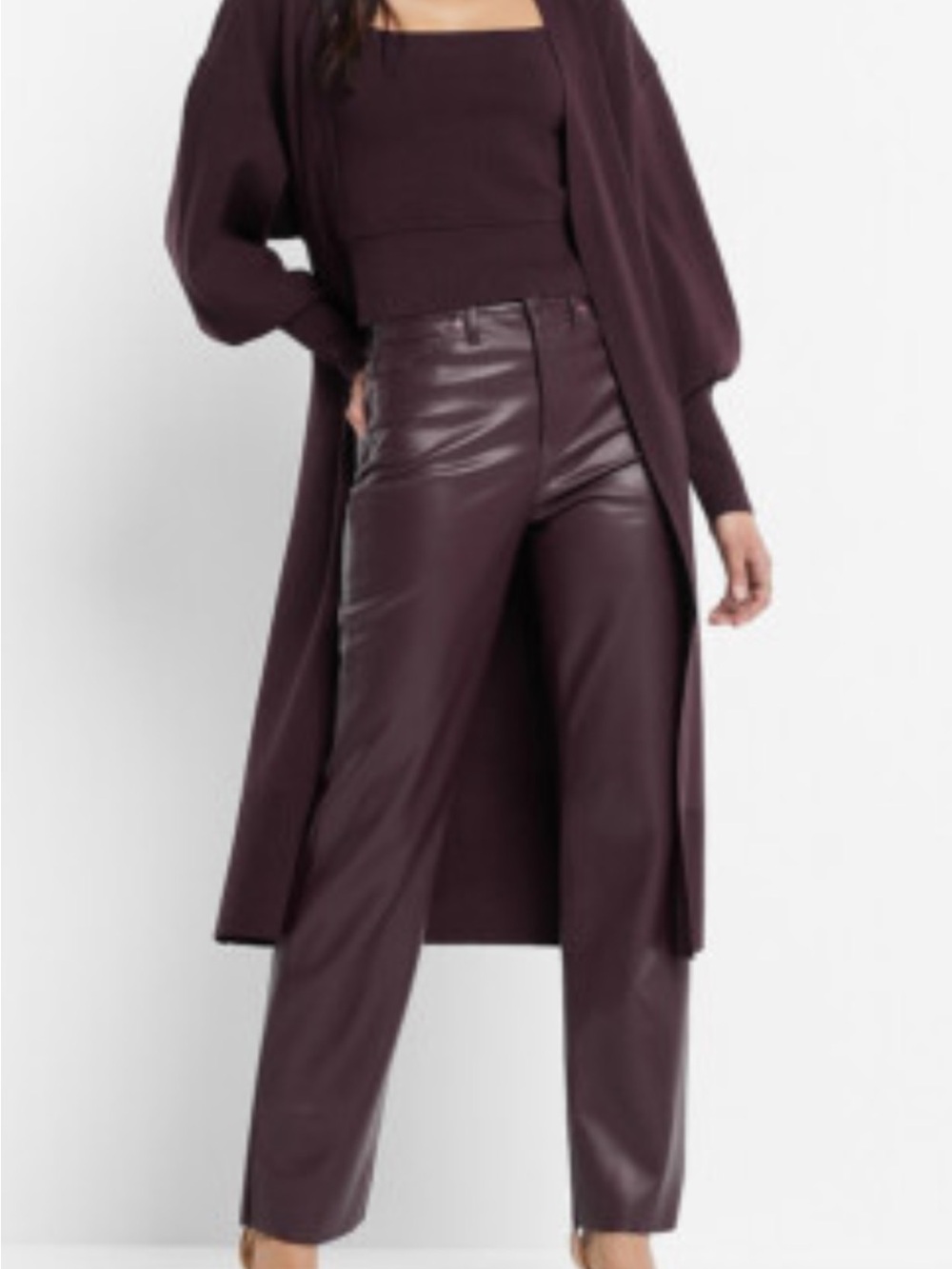 Express purple Bordeaux sweater duster self tie NWT